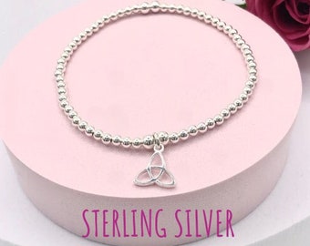 Trinity Knot Sterling Silver Charm Bracelet, Sterling Silver Celtic Knot Bracelet