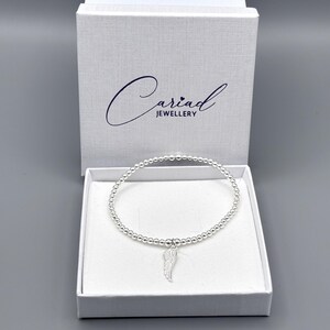 Sterling Silver Angel Wing Bracelet, Beaded Stacking Jewellery, Memorial Bracelet image 8