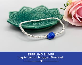 Sterling Silver Lapis Lazuli Bracelet: September Birthstone Jewellery Gift