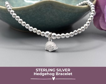 Sterling Silver Hedgehog Bracelet, Handmade Animal Jewellery Gift