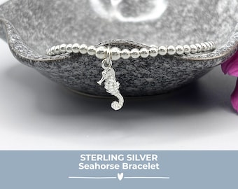 Sterling Silver Seahorse Charm Bracelet, Seaside Inspired Holiday Jewellery