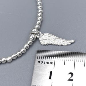 Sterling Silver Angel Wing Bracelet, Beaded Stacking Jewellery, Memorial Bracelet image 5