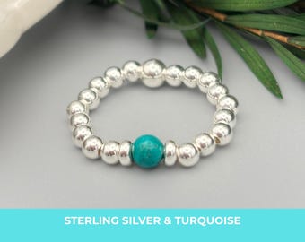 Sterling Silver Turquoise Ring,  December Birthstone Jewellery