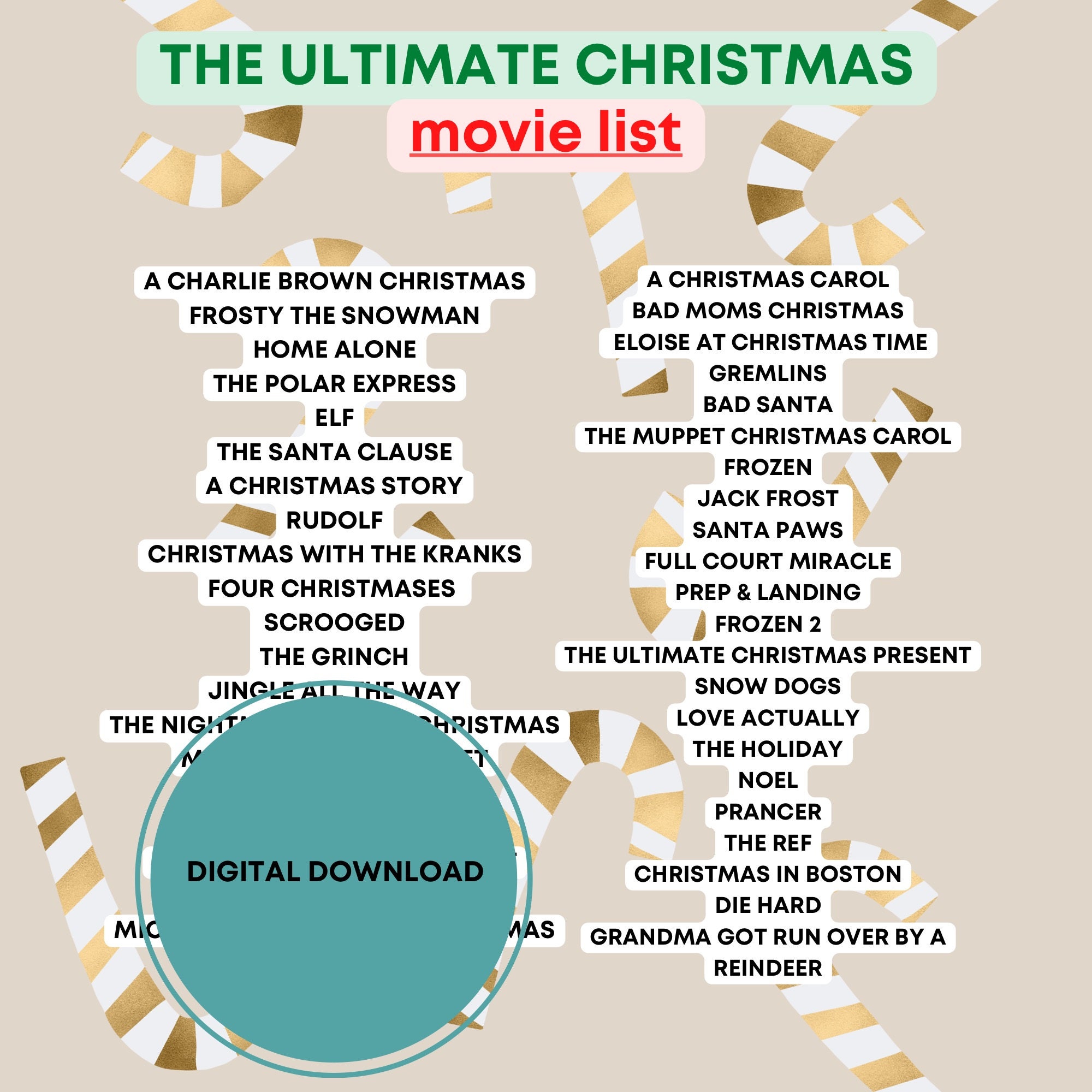 The Ultimate Christmas List Digital Download Etsy