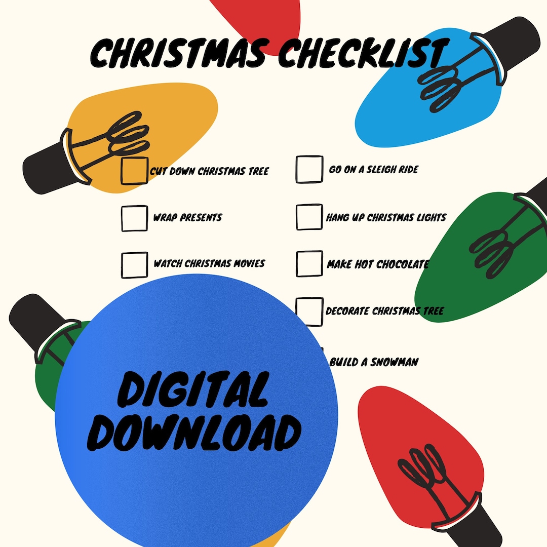 Christmas Checklist Digital Download Etsy
