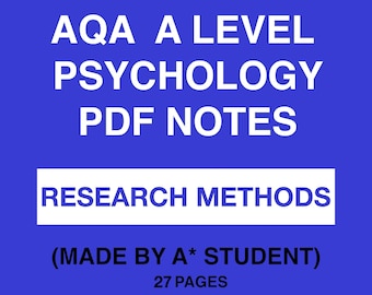 AQA A level Psychology - Research Methods PDF notes