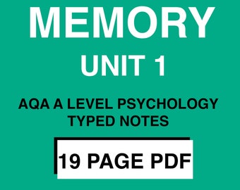 AQA A level Psychology - Memory PDF notes