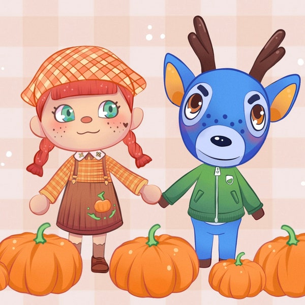Animal Crossing Character Portrait | Commission Illustration | ACNH Avatar Villagers Portrait | Gift Poster