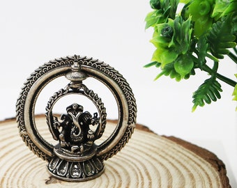 Njels 925 Sterling Silver Oxidised Idols of Lord Ganesha Statue Sculpture or Silver ganesh Murti for Diwali Gifting and Puja Murti