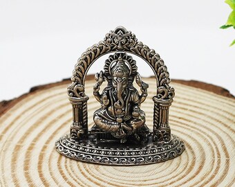 Njels 925 Sterling Silver Oxidised Idols of Lord Ganesha Statue Sculpture or Silver ganesh Murti for Diwali Gifting and Puja Murti