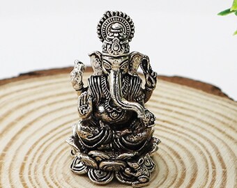 Njels 925 Sterling Silver Oxidised Idols of Lord Ganesha Statue Sculpture or Silver ganesh Murti for Diwali Gifting and Puja Murti