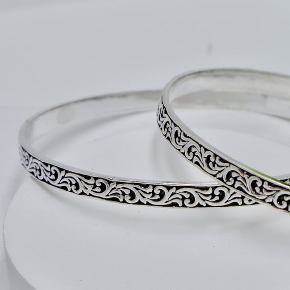 925 Pure Sterling Silver Handmade Oxidised Silver Bangles Set for 925 Pure Sterling Silver Handmade Oxidised Silver Bangles Set for