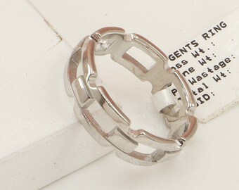 925 Sterling Silber Herrenring Designer Silberband Herren Silberring Geschenk für Ihn Bandring Verlobungsring