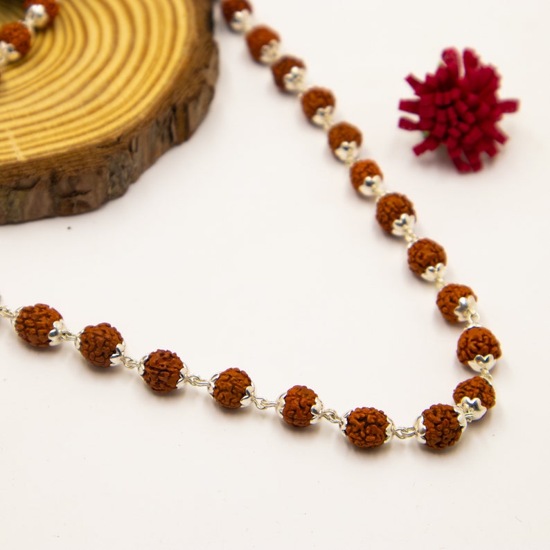Arihant Gems 5 Mukhi Rudraksha Mala - 108+1 Beads, 4mm, Natural Himalayan Seeds For Meditation, Spiritual Growth & Positive Energy