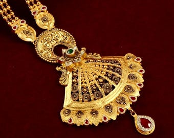 22K Gold 916 Traditional Necklace Earring Set for Women