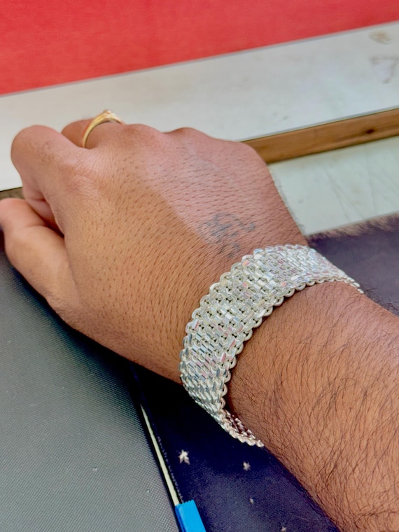 Bracciale in argento massiccio per uomo Bracciale in argento fatto a mano per uomo - Italia