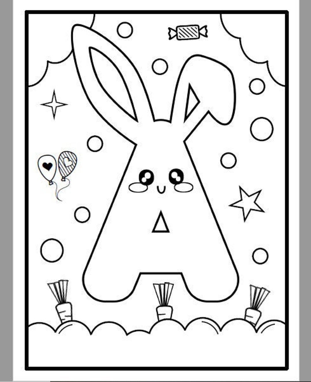 Easter Bunny Alphabet Coloring Pages 26 Page Educational Pages Etsy