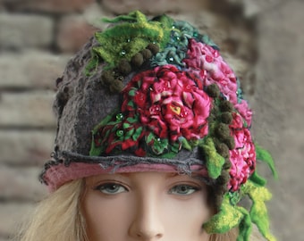 Vintage style hats for women Art to wear clothing Artsy hats Winter felt hat