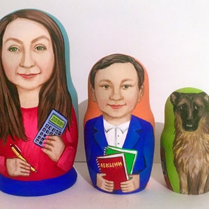 Custom nesting doll of 3/Family nesting doll of 3/Personalized nesting doll /Portrait /3-dolls nesting set/Custom portrait dolls