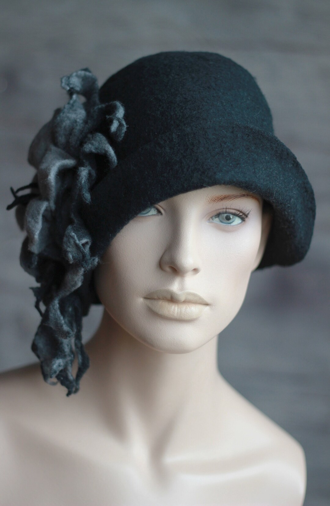 Black Cloche Hat, Felt Hat Women ,vintage Style Hats for Women, Retro