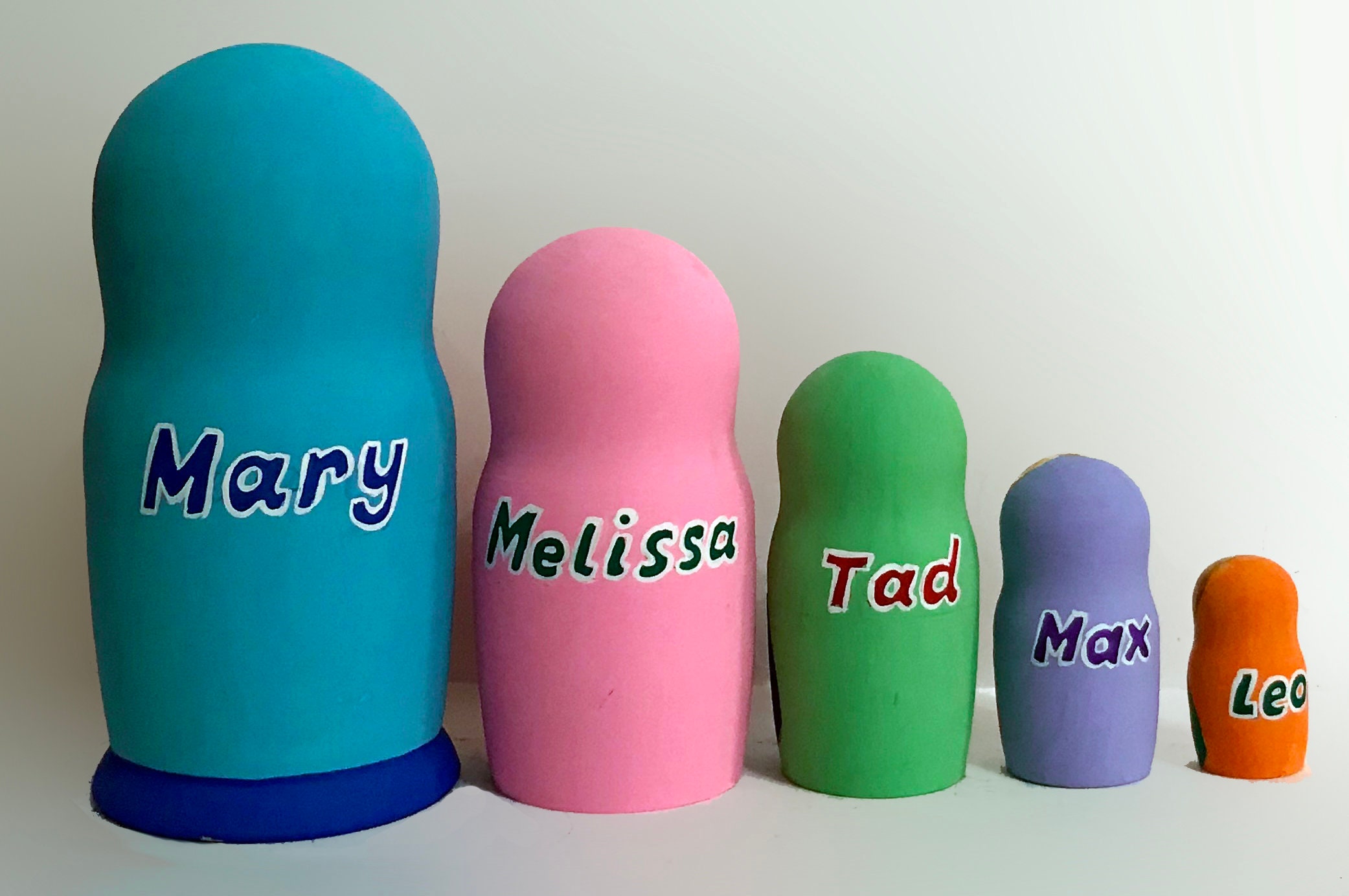 Custom Nesting Doll of 5/portrait 5dolls Nesting Set/custom Portrait
