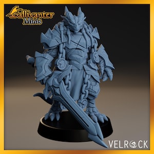 Velrock, the Dragonborn Paladin | Velrock Art Miniatures: Tundra Adventurers Vol.2 | 28mm 32mm 35mm 40mm Resin Gaming Figurine