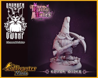 Gnome Miner | Drunken Dwarf: Fairy Tales | 28mm 32mm DnD Pathfinder Tabletop RPG Gaming Figurine