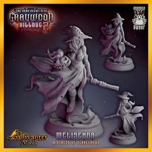 Melisenda, Mistress of Scarecrows Sexy Pinup Witch | Drunken Dwarf: Graywood Village 2 | 28mm 32mm 40mm DnD Tabletop RPG Gaming Figurine