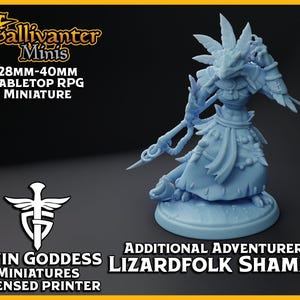 Lizardfolk Shaman | Twin Goddess Miniatures: Additional Adventurers | 28mm 32mm 35mm 40mm Resin Gaming Figurine