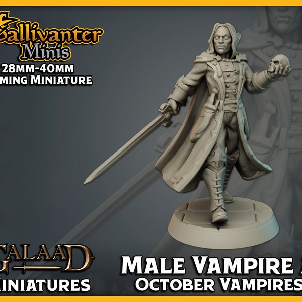 Male Vampire A | Galaad Miniatures: October Vampires | 28mm 32mm 35mm 40mm Resin Gaming Figurine