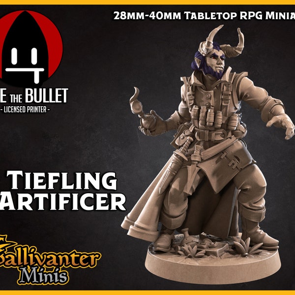 Tiefling Artificer, Male | Bite the Bullet: Tieflings Vol.01 | 28mm 32mm 35mm 40mm Resin Gaming Figurine