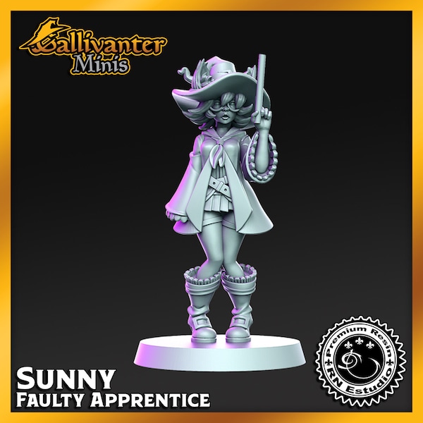 Sunny, the Catgirl Wizard | RN Estudio: Faulty Apprentice | 28mm 32mm 35mm 40mm Resin Gaming Figurine