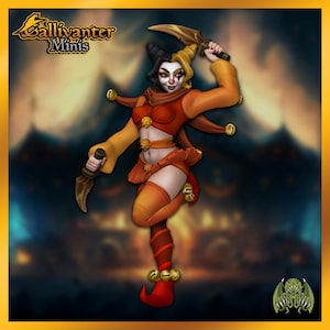 Trixie, the Knife Thrower Ninja Clown w/ Pin-Up Option | Miniatures of Madness | 28mm 32mm 35mm 40mm Resin NSFW Gaming Figurine