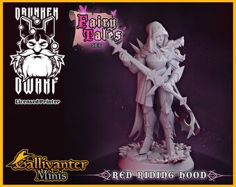 Red Riding Hood, Monster Hunter | Drunken Dwarf: Fairy Tales | 28mm 32mm DnD Pathfinder Tabletop RPG Gaming Figurine