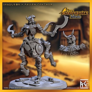 Shadukor the Fallen, Centaur Warrior with Scimitars | 28mm / 32mm D&D Pathfinder Miniature Fantasy Figurine | by Artisan Guild