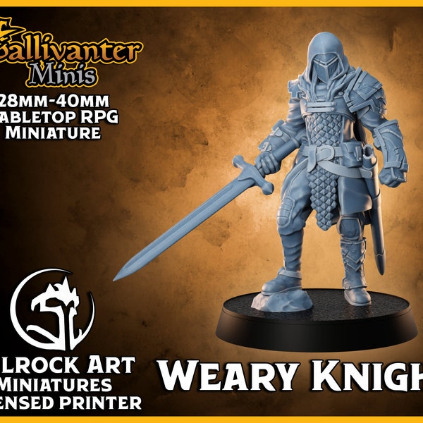 Weary Knight | Velrock Art Miniatures: Tundra Adventurers Vol.1 | 28mm 32mm 35mm 40mm Resin Gaming Figurine