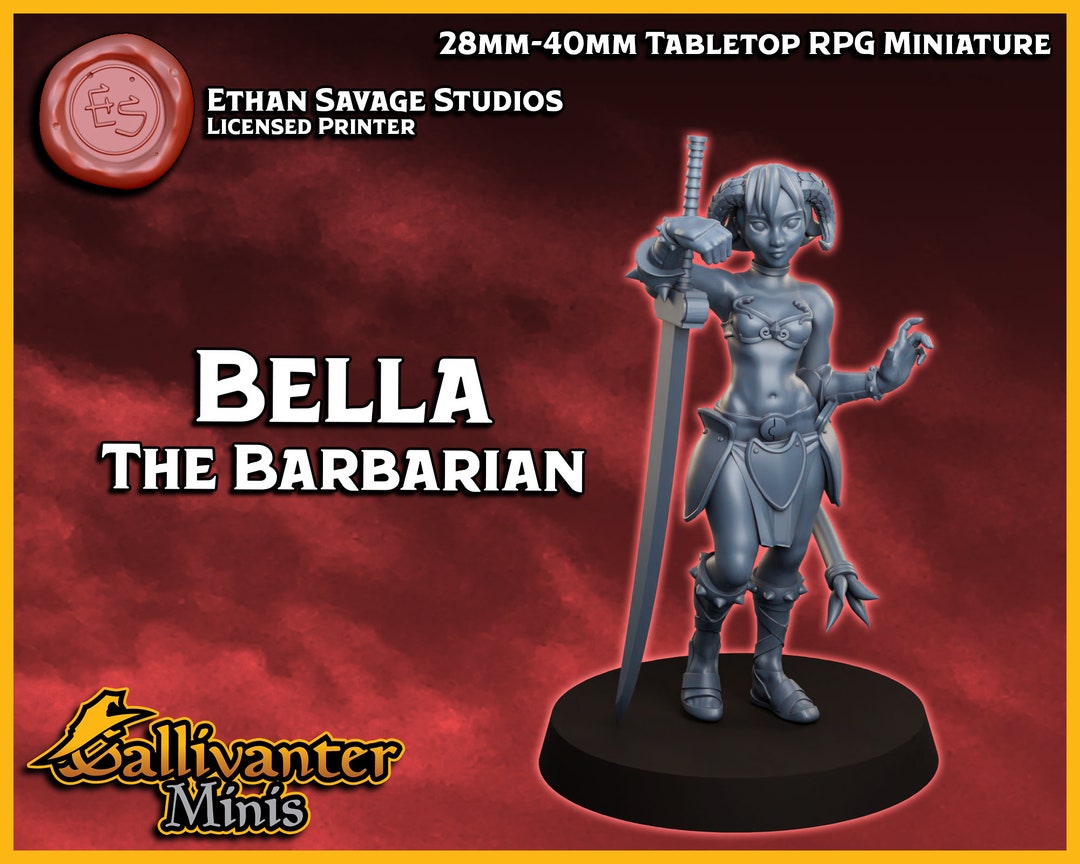 Bella the Barbarian Ethan Savage Studios Retro Gaming 28mm 32mm 36mm