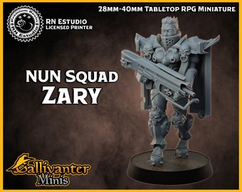 Zary the NUN Battle Sister | RN Estudio NUN Squad | 28mm 32mm Dungeons & Dragons, DnD, Pathfinder, Resin Tabletop Mini