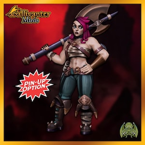 Moxi, the Barbarian w/ Pin-Up Option | Miniatures of Madness | 28mm 32mm 35mm 40mm Resin NSFW Gaming Figurine