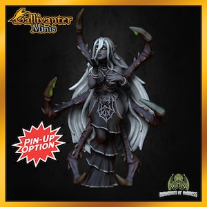 Lyandra, the Drow Dark Elf Spider Queen w/ Pin-Up Option | Miniatures of Madness | 28mm 32mm 35mm 40mm Resin NSFW Gaming Figurine