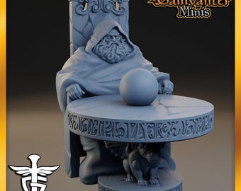 Pondering my Orb Meme Wizard | Twin Goddess Miniatures | 28mm 32mm 35mm 40mm DnD Pathfinder Resin Tabletop Mini
