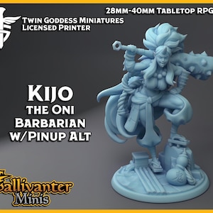 Kijo, the Oni Barbarian w/ Pin-Up Option | Twin Goddess Miniatures: Monstergirls & Guy | 28mm 32mm 35mm 40mm Resin NSFW Gaming Figurine