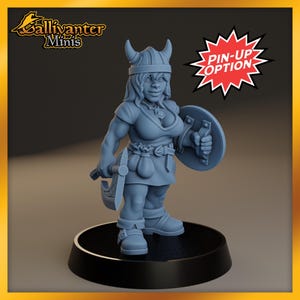 Female Dwarf Warrior w/ Pin-Up Option | Menagerie Miniature: Hero Quest Vol.1 | 28mm 32mm 35mm 40mm Resin NSFW Gaming Figurine