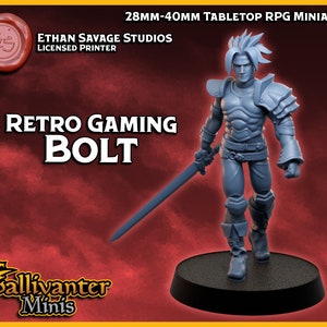 Bolt, the Dragon Knight | Ethan Savage Studios: Retro Gaming Heroes | 28mm 32mm 35mm 40mm Resin Gaming Figurine