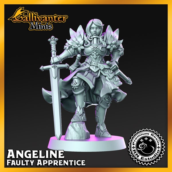 Angeline, the Female Paladin | RN Estudio: Faulty Apprentice | 28mm 32mm 35mm 40mm Resin Gaming Figurine