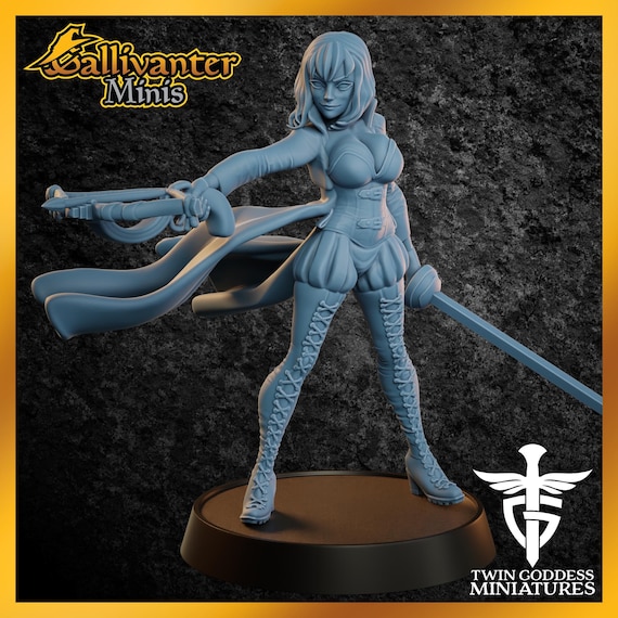 Hellsin, Female Vampire Hunter | 28mm 32mm DnD Pathfinder Resin Tabletop Mini