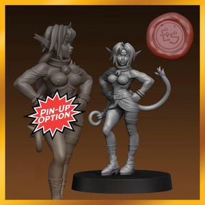 Tabaxi Outlaw Ambassador w/ Pin-Up Option | Ethan Savage Studios: May 2022 | 28mm 32mm 35mm 40mm Resin NSFW Gaming Figurine