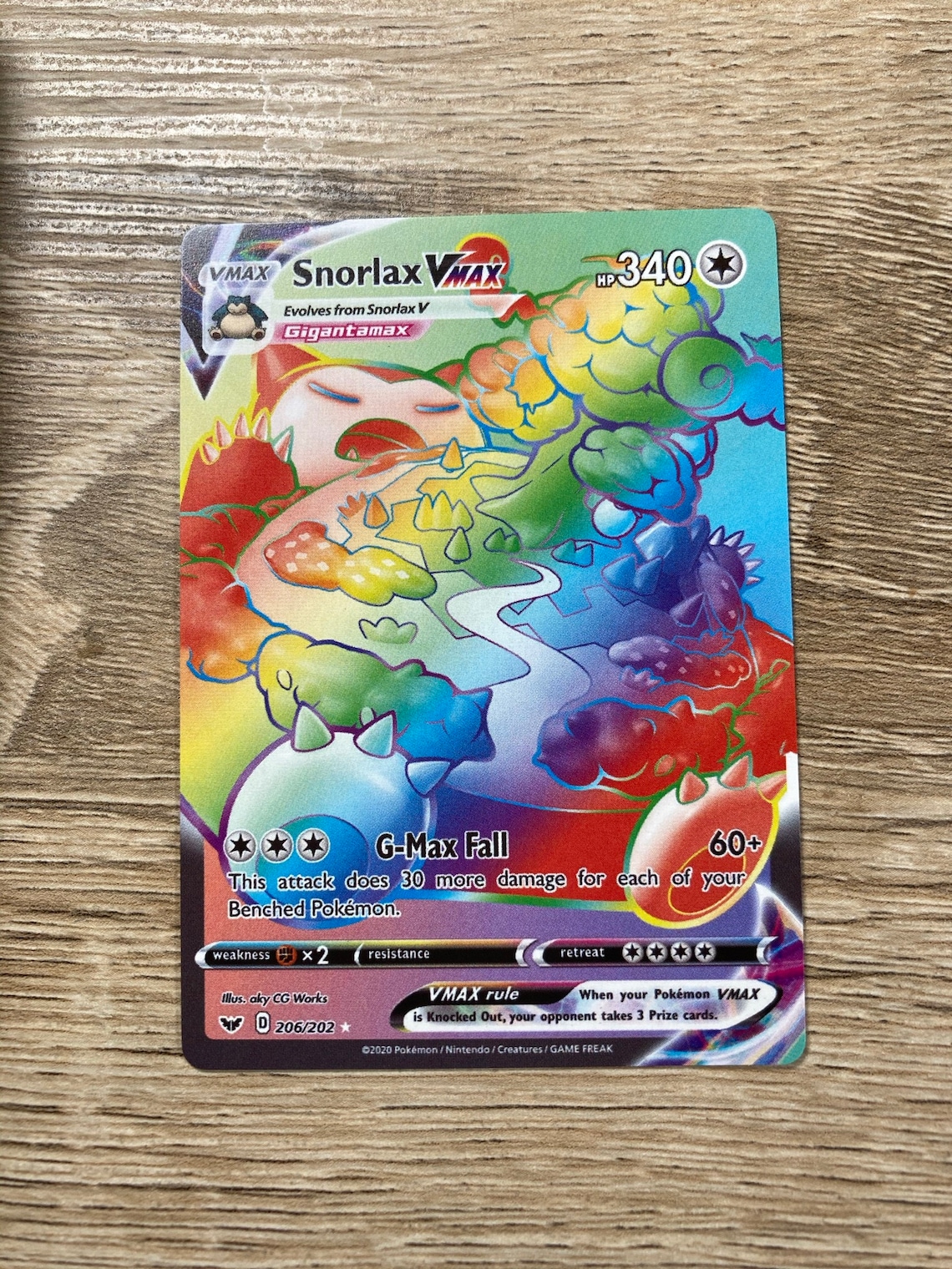 Snorlax VMAX Rainbow Custom Made Pokémon Card Sword and Shield Etsy