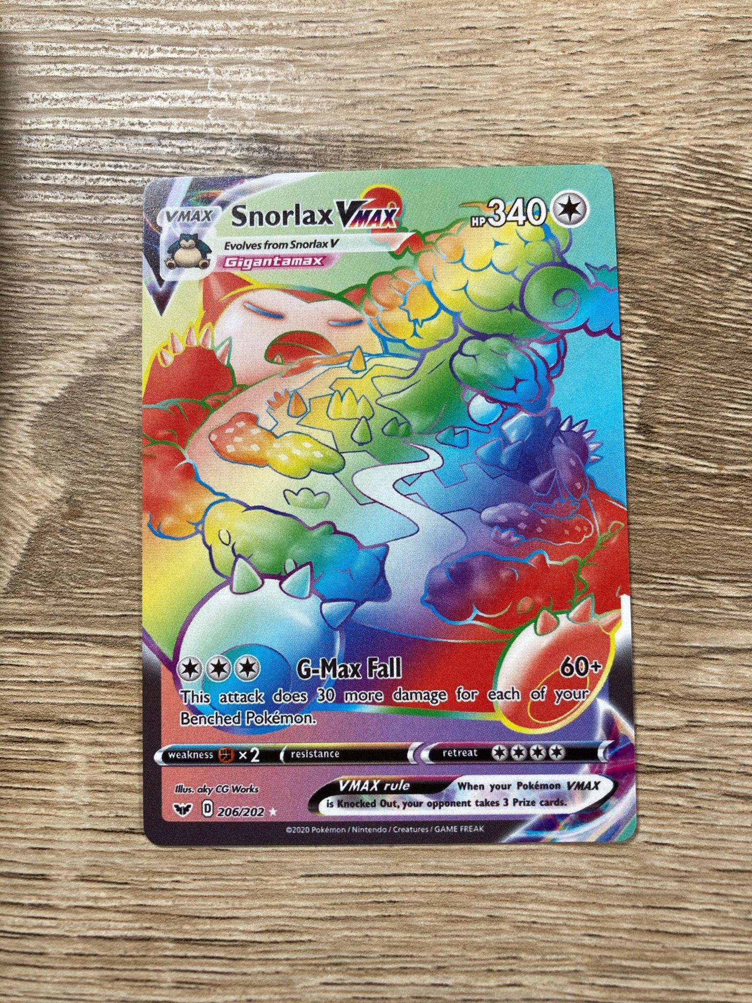 Snorlax VMAX Rainbow Custom Made Pokémon Card Sword and Shield | Etsy