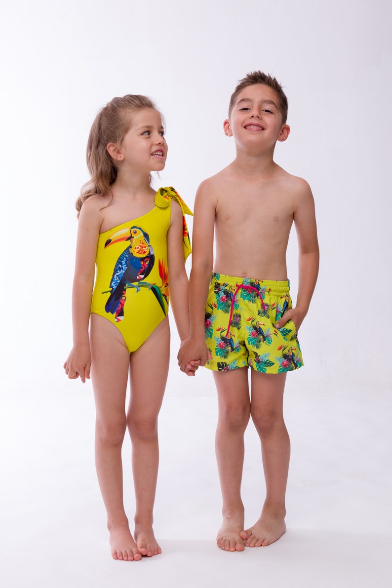 Yellow Fluo Boy Swimsuit Matching Swimsuits Family Swimwear - Etsy New ...